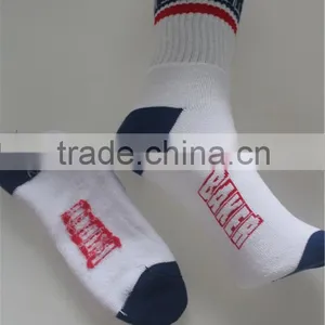 White Custom Logo Adult Men Terry Sole Rubber Socks thumbnail-2