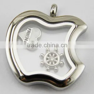 Open Magnet Memory Apple Locket Necklace thumbnail-6