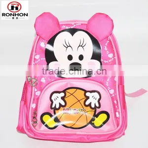 Polyester Pink Mickey Print Girls Small Size School Bag thumbnail-1