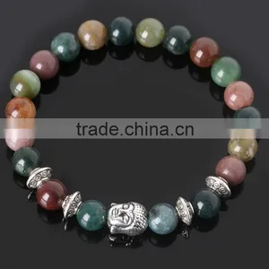 Woman's Jewelry Gift Natural Stone Red Agate Buddha Bracelets thumbnail-5