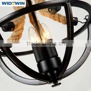 American Country Style Metal Hemp Rope Chandelier thumbnail-3