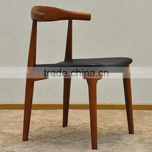 Replica Hans Wegner Elbow Chair With Faux Leather Seat thumbnail-2