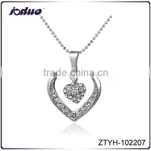 Fashion Lady White Zircon Double Heart Pendant Necklace Wholesale ZTYH-102207 thumbnail-1