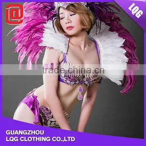 Cheap Handmade Purple Feather Rhinestone Decorated Funny Carnival Adult Costume thumbnail-2
