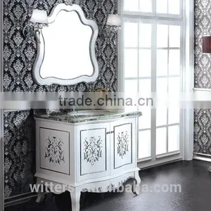 Fashion Glossy White Bathroom Cabinet With Mirror WTS351 thumbnail-1