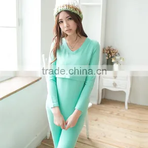 Winter Long Sleeve V-neck Nursing Sleepwear for Pregnant Women thumbnail-2