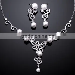 Fashion Dubai Custom Pearl Jewelry Set With Rhodium Plated thumbnail-1