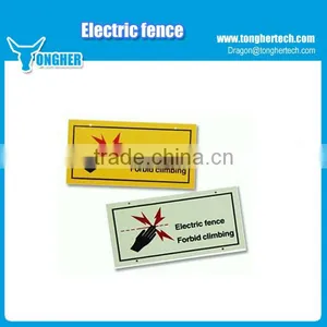 PVC OEM Electric Fence Warning Signs Double Side Fence Warning Board thumbnail-1