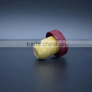 Red Plastic Top With Wooden Cork for Glass Bottle thumbnail-2