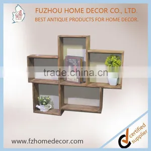 Top Sell Wooden Wall Shelf With Cube Shape for Wall Decoration and Storage thumbnail-3
