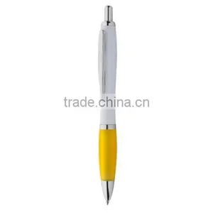 Popular White Promotional Pen With Coloured Rubber Grip Ans Shiny Chrome Parts thumbnail-5