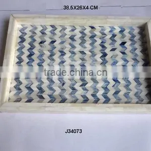 Bone Tray in Chevron Design Blue Colour Size Can be Customized thumbnail-1