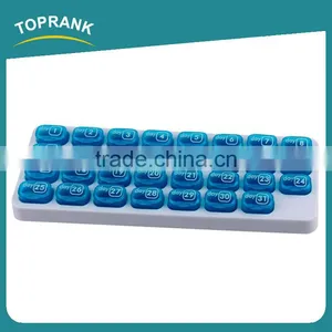 Toprank Factory Supply Portable Plastic Medicine Pill Storage Organizer 31 Day Monthly Pill Box With Pop-out Compartment Pods thumbnail-2