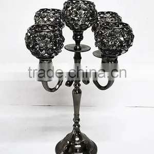 Black Nickle Plated Crystal Ball Candelabra thumbnail-1