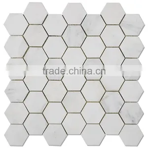 MM-CV248 High Quality Contemporary Natural Stone Hexagon White Carrara Marble Mosaics thumbnail-1