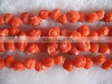 Wholesale 16" 12mm Red Flower Carved Genuine Natural Loose Coral Beads thumbnail-1
