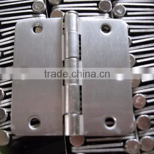 Satin Nickel 6 Holes Door Hinge With 1/4" Radio Corner thumbnail-1