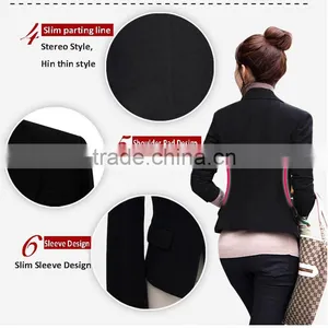 NEW Women Slim One Button Long Sleeve Black Women Blazers 2014 thumbnail-3