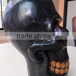 Hand Crafted Wooden Mask of Skull Wall Hanging Made In Nepal thumbnail-2