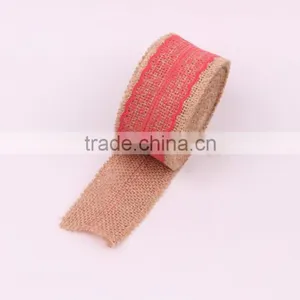 Decorative 28mm Wide Wire Edge Burlap Ribbon thumbnail-3