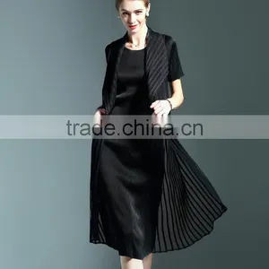 Wholesale England Style Chiffon Spliced Wrinkled Midi Dress for Lady thumbnail-6