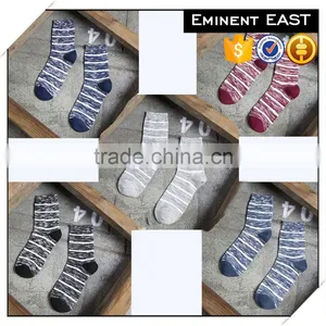 Japanese Style Autumn Winter Melange Color Striped Pattern Cotton Socks Men thumbnail-1