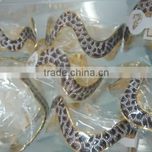 Snake Design Hand Carved 3 Tone Gold Plated BRACELET BANGLE thumbnail-3