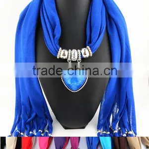 Cheap Acrylic Turquoise Pendant Jewelry Scarves Women Style Long Wrap Scarves 2016 Pendant Scarves thumbnail-3