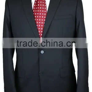 NAAMS MEN'S WOOL 2 BUTTON 2 VENT SLIM FIT SUIT JACKET FLAT FRONT PANT BLACK HERRINGBONE thumbnail-5