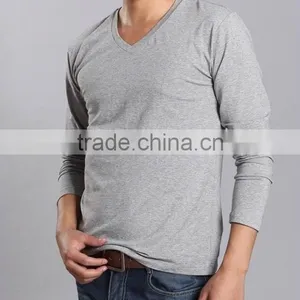Men 95 Cotton 5 Spandex Deep v Neck Long Sleeve t Shirts thumbnail-2