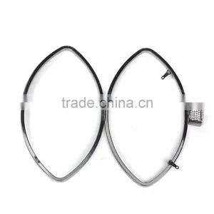 Iron Based Alloy Kiss Clasp Purse Frame Marquise Clear Rhinestone Gunmetal Rectangle 23.8cm(9 3/8") x 16cm(6 2/8"), 1 Piece thumbnail-3