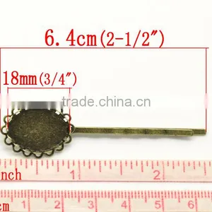 Custom Antique Bronze Alloy Cabochon Setting Bobby Pin Hair Clip thumbnail-3