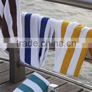 White And Green Stripes 100% Cotton Hotel Bath Swimming Beach Towel thumbnail-3