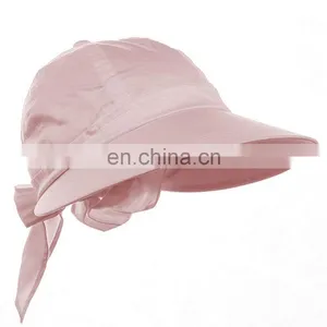 Womens Pink Wide Brim Gardening Visor Sun Hat w Bow Tie Back & Elastic Band thumbnail-1