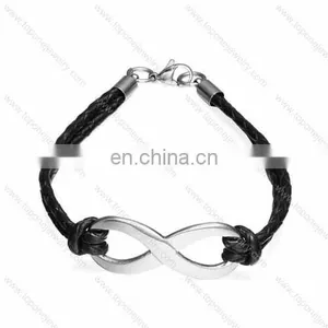Cheap Wholesale Stainless Steel Infinity Women's Charms Leather Bracelets Jewelry Gifts thumbnail-3