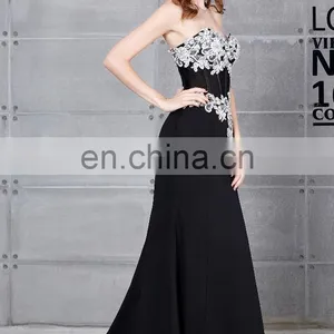 Grace Karin Hot Sale Sweetheart Neckline Chiffon Split Leg Long Black Lace Prom Dress CL7519 thumbnail-3