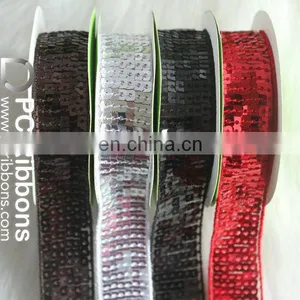 Red Fabric Trim Embroidery Gold Sequin Ribbon thumbnail-1