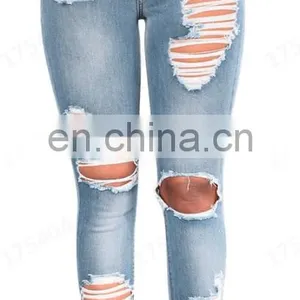 LAITE TR2011 Customized Women Jeans Denim Hole Skinny Pants High Quality Stretchy Pencil Pants Highwaist Blue Jeans thumbnail-6