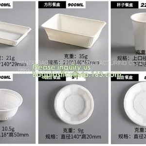 Sugarcane Pulp Lunch Disposable Box Bagasse Food Container Disposable Clamshell Lunch Box Bagease Pac thumbnail-2