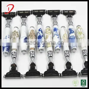 New Arrival White Ceramic Handle Triple Blade Shaving Razor for Men thumbnail-6