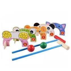Wooden Outdoor Kids Animal Croquet Play Garden Toy Set thumbnail-1