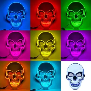 Luminous EL Wire Skull Mask Halloween Horror Scream Creepy Flashy Party Face Led Masks With Light thumbnail-4