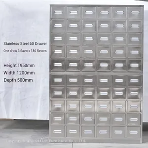 Steel Chinese Herbal Cabinet 48 Buckets 144 Flavours|Traditional Herb Cabinet for TCM Clinic With Clear Label Slots thumbnail-4