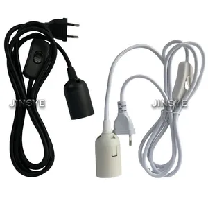 CE VDE EU Power Cords Textile Wire Cables On Off Switch E27 Lampholder Lamp Cords thumbnail-1