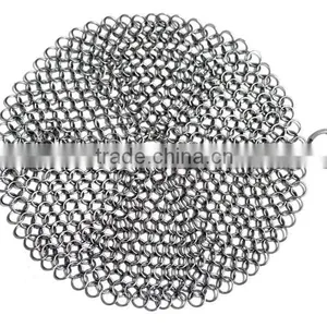 2016 New Cast Iron Cookware, Cast Iron Cleaner Skillet Chainmail Scrubber Premium 316 Stainless Steel 7in Round thumbnail-1