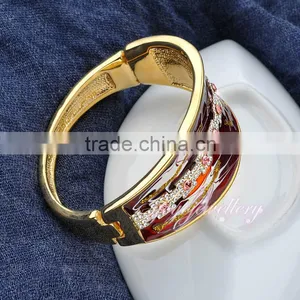 Hot 2016 Jewellery Enamel Crystal Simple Gold Bangle Designs for Women thumbnail-3