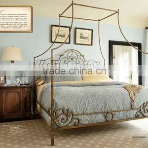 American Country Style Metal Canopy King Size Bed Queen Bed thumbnail-1