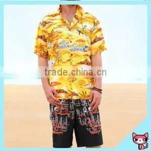 100% Cotton Shirt Hawaiian Theme Party Costumes Hawaiian Fabric Hawaiian Shirt thumbnail-1