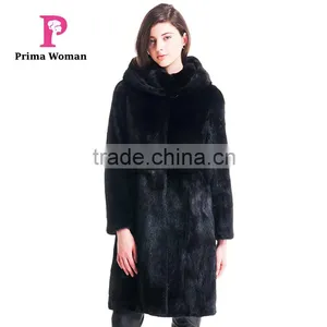 2015 New Design Medium Length Winter Women Coat With Mink Fur Hat Overcoat thumbnail-1