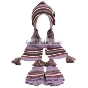 Cute Winter Glove Fashion Girls Winter Hat Scarf Glove Set thumbnail-1